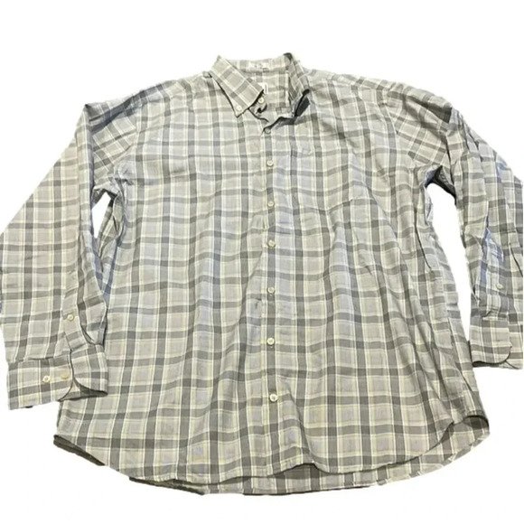 Peter Millar White/Yellow Casual Long Sleeve Cotton Button Down Shirt Size L - Picture 1 of 6